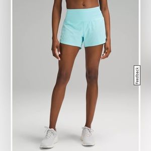 Lululemon speed up high rise 4” size 2 cyan blue